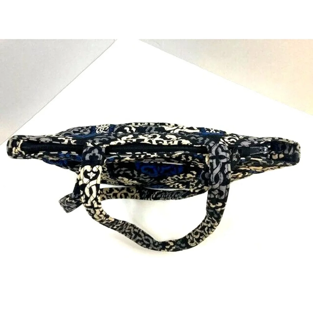 Vera Bradley Purse Canterbury Cobalt Pattern Blue Black White Double Strap‎